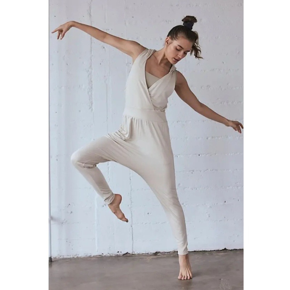 NWOT Free People FP Movement Second Chance Jumpsuit Harem Beige Size Large - Picture 3 of 8